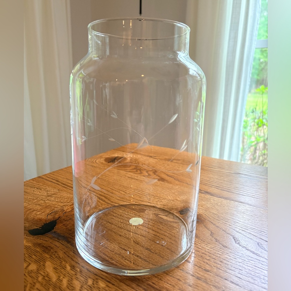 Princess House Clear Etched Glass large Heritage Decorative jar without lid! - Picture 2 of 8